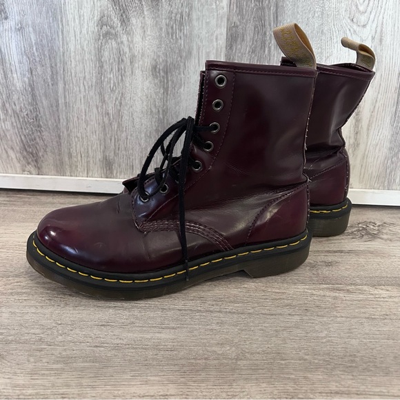 Dr. Martens 1460 Vegan Leather Combat Boots Women’s 9 Rare Patent Cherry Red - Picture 1 of 15